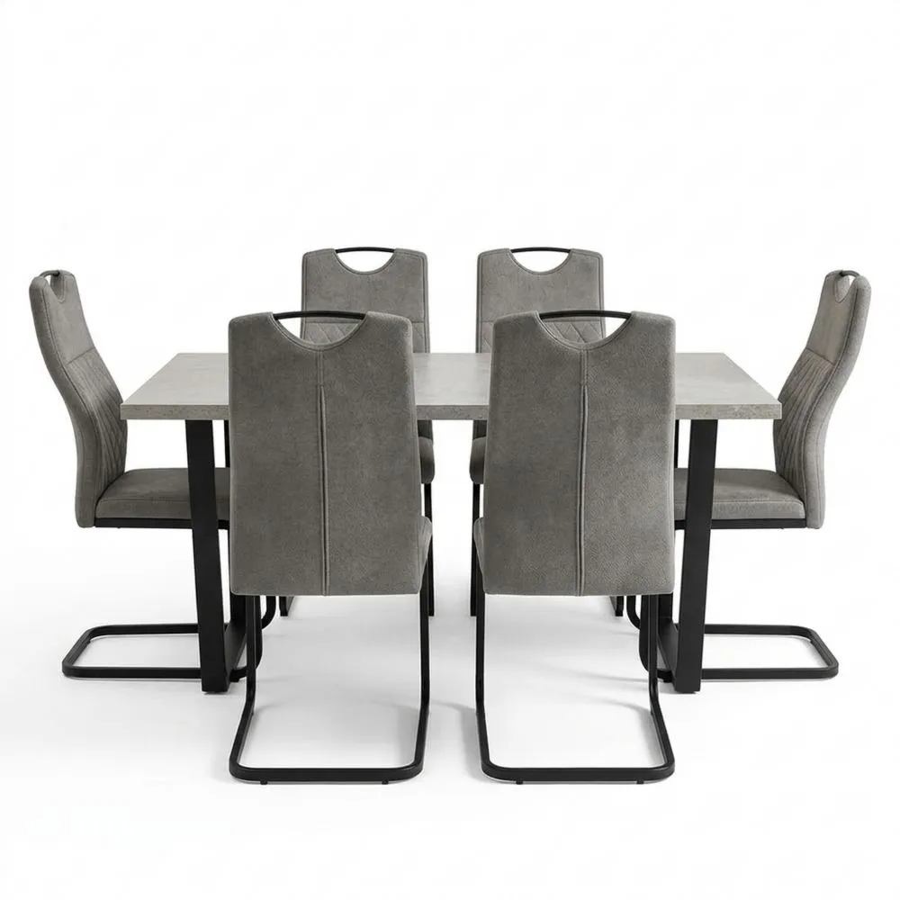 Conjunto de mesa de comedor para 4, 150 x 100 cm, sillas flotantes, tablero rectangular de estilo moderno para comedor y cocina