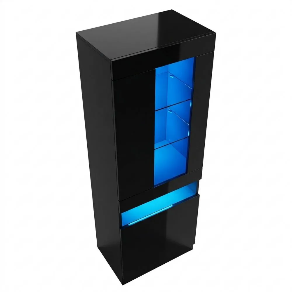 Vitrina LED Negra para Salón con Iluminación