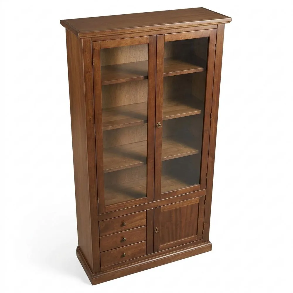 Vitrina de Madera para Sala con Puertas de Vidrio y Estantes