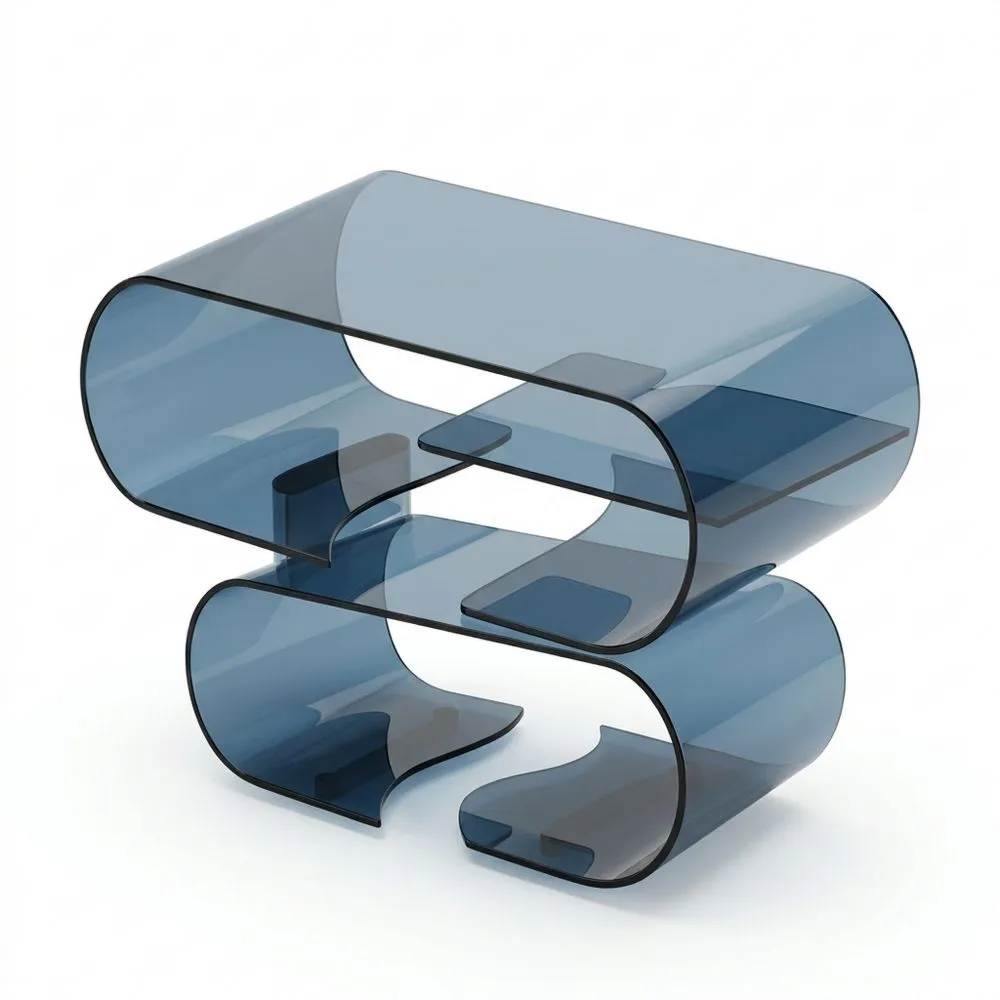 Mesa de Centro de Vidrio Curvado con Ruedas, 90 x 50 x 38 cm, Color Ahumado