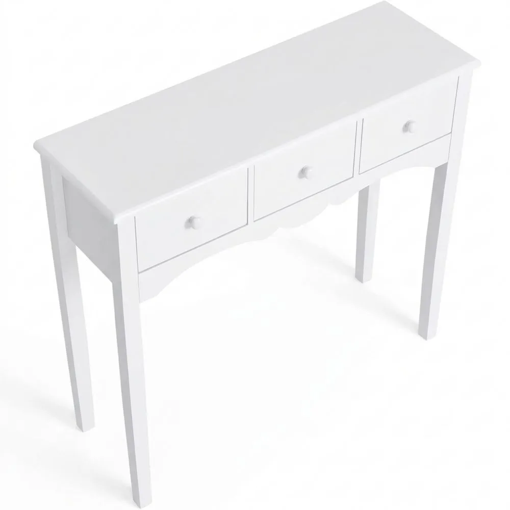 Mesa Consola de Madera con 3 Cajones para Salón o Pasillo, Carga 45 kg, Blanco