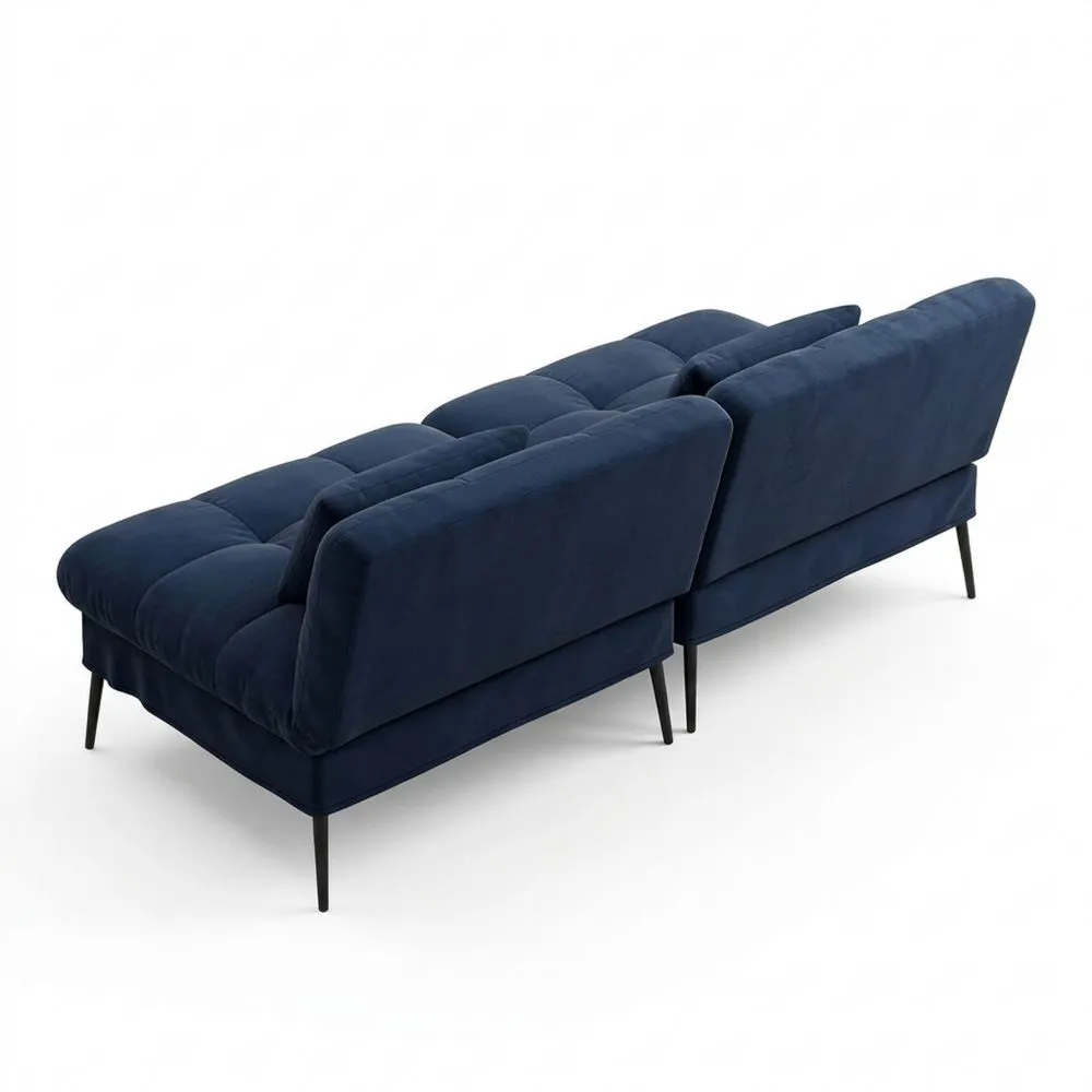 Sofá cama con función de sueño y respaldo ajustable en tela azul oscuro