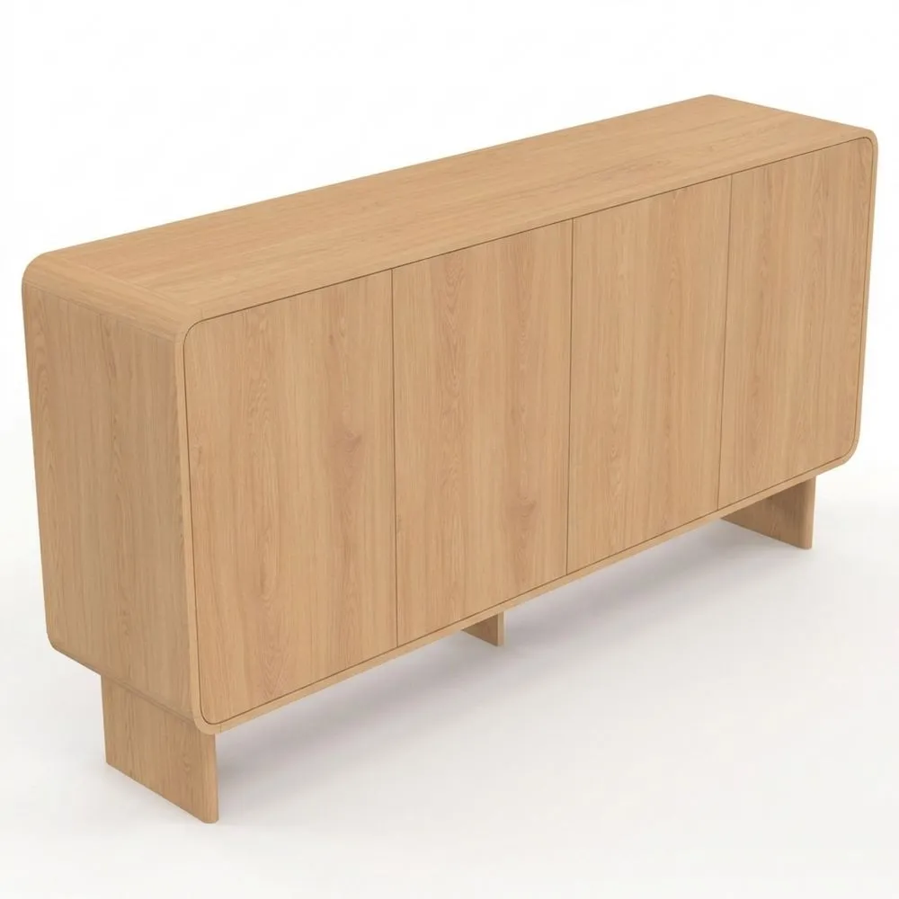 Aparador de 160 cm con 4 Puertas de Haya y Diseño Redondeado XXL
