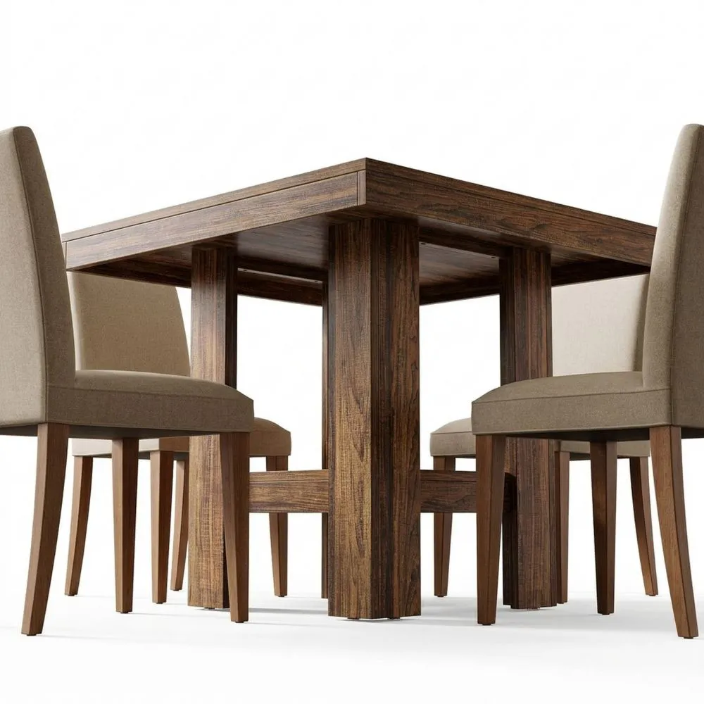 Mesa de comedor cuadrada industrial para 2 personas, 80x80x75 cm, color marrón