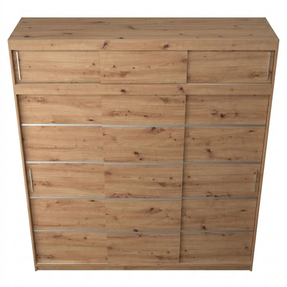 Armario de Puerta Corredera con Barra y Estante para Dormitorio
