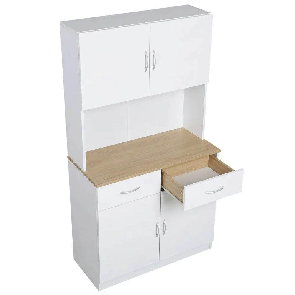 Armario de Cocina con Puertas y Cajón para Comedor y Salón 80 x 40 x 180 cm Blanco