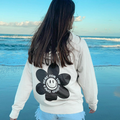 Good Times Smiley Print Casual Hoodie