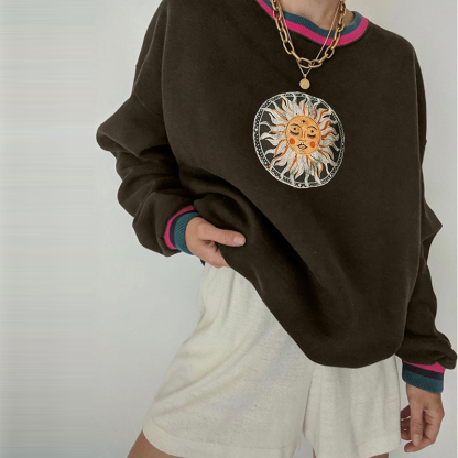 Celestial Sun Print Sweatshirt