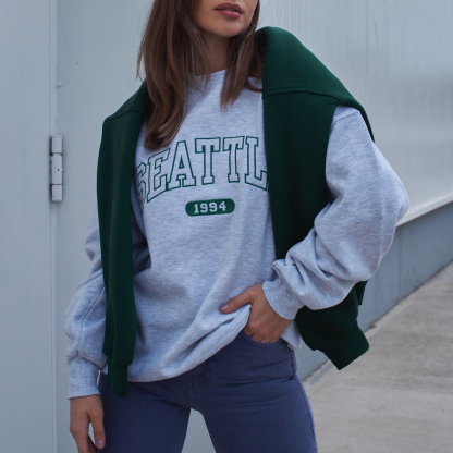 Casual Seattle Print Sweatshirt