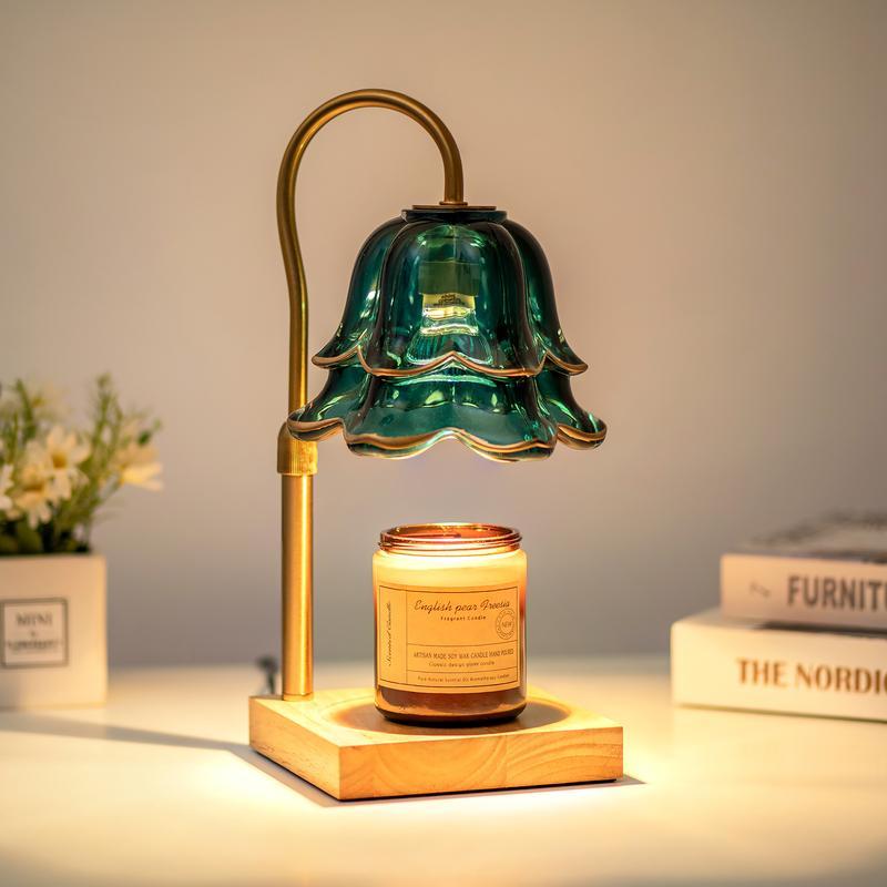 Flower Candle Warmer Lamp, with 2 Bulbs, Height Adjustable with Timer, Unique Glass Lily of the Valley Lamp for Home & Bedroom Decor, Ideal Gift for Birthday/Mother's Day, Valentine's Day gift
