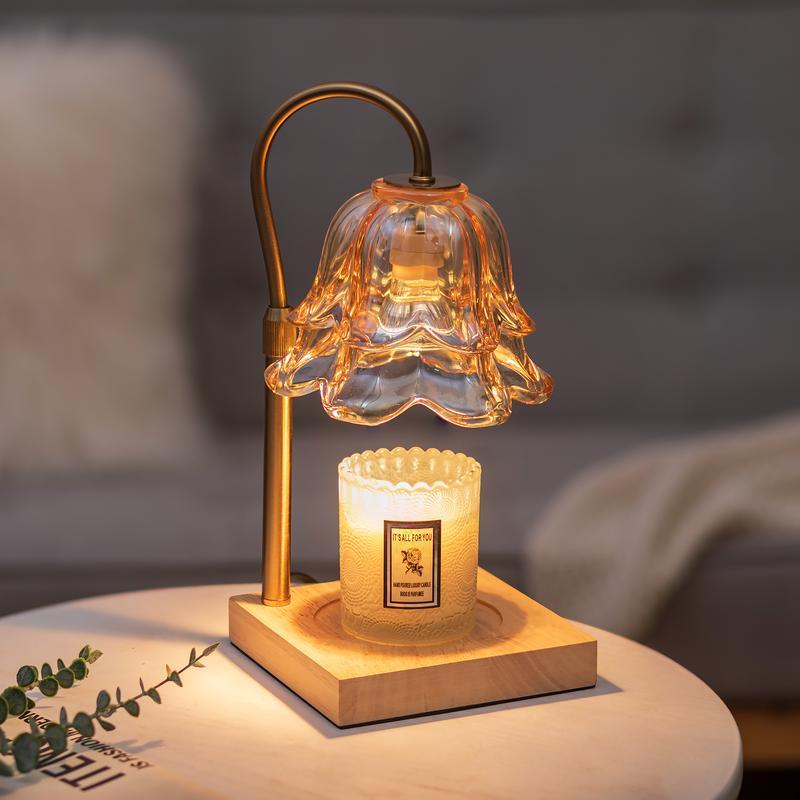 Flower Candle Warmer Lamp, with 2 Bulbs, Height Adjustable with Timer, Unique Glass Lily of the Valley Lamp for Home & Bedroom Decor, Ideal Gift for Birthday/Mother's Day, Valentine's Day gift