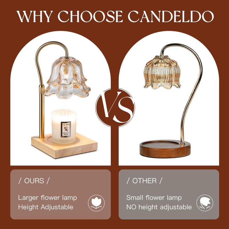 Flower Candle Warmer Lamp, with 2 Bulbs, Height Adjustable with Timer, Unique Glass Lily of the Valley Lamp for Home & Bedroom Decor, Ideal Gift for Birthday/Mother's Day, Valentine's Day gift