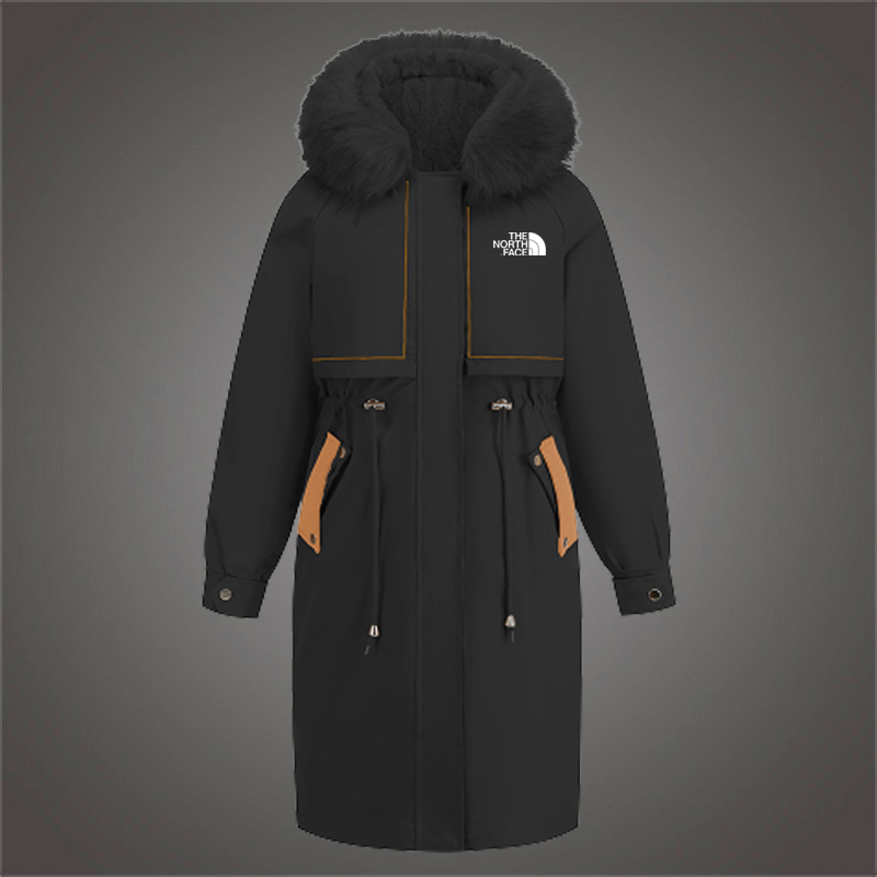 Cotton jacket winter mid-length fur collar velvet two-piece set