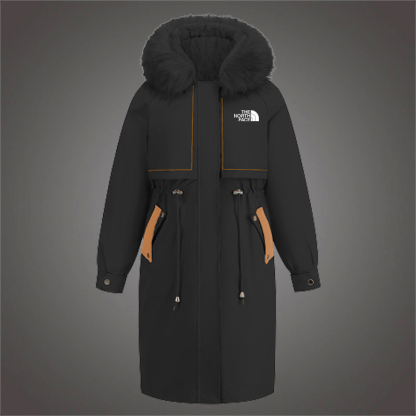 Cotton jacket winter mid-length fur collar velvet two-piece set