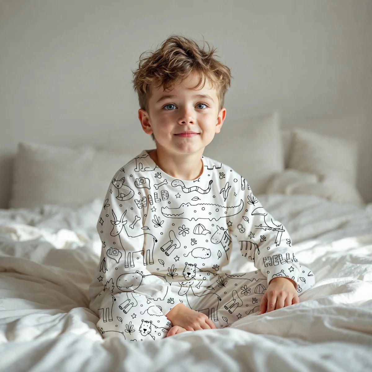 Two-Piece Kids' Pajama – Color Me In: Safari Animals (Ages 4+)