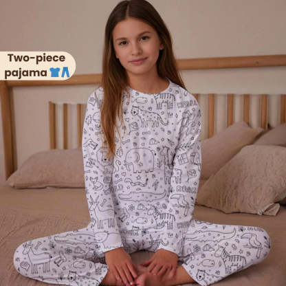Two-Piece Kids' Pajama – Color Me In: Safari Animals (Ages 4+)