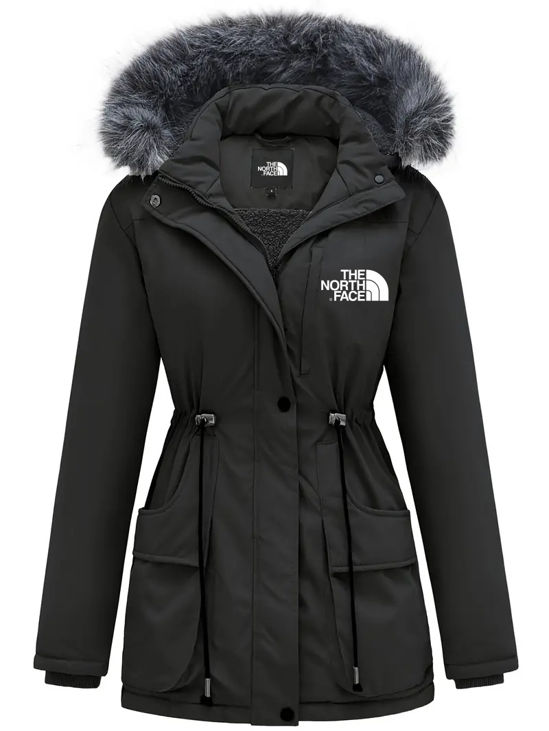 The Nolayrth Face-Manteau à capuche élégant à manches longues et bordure duveteuse pour femme