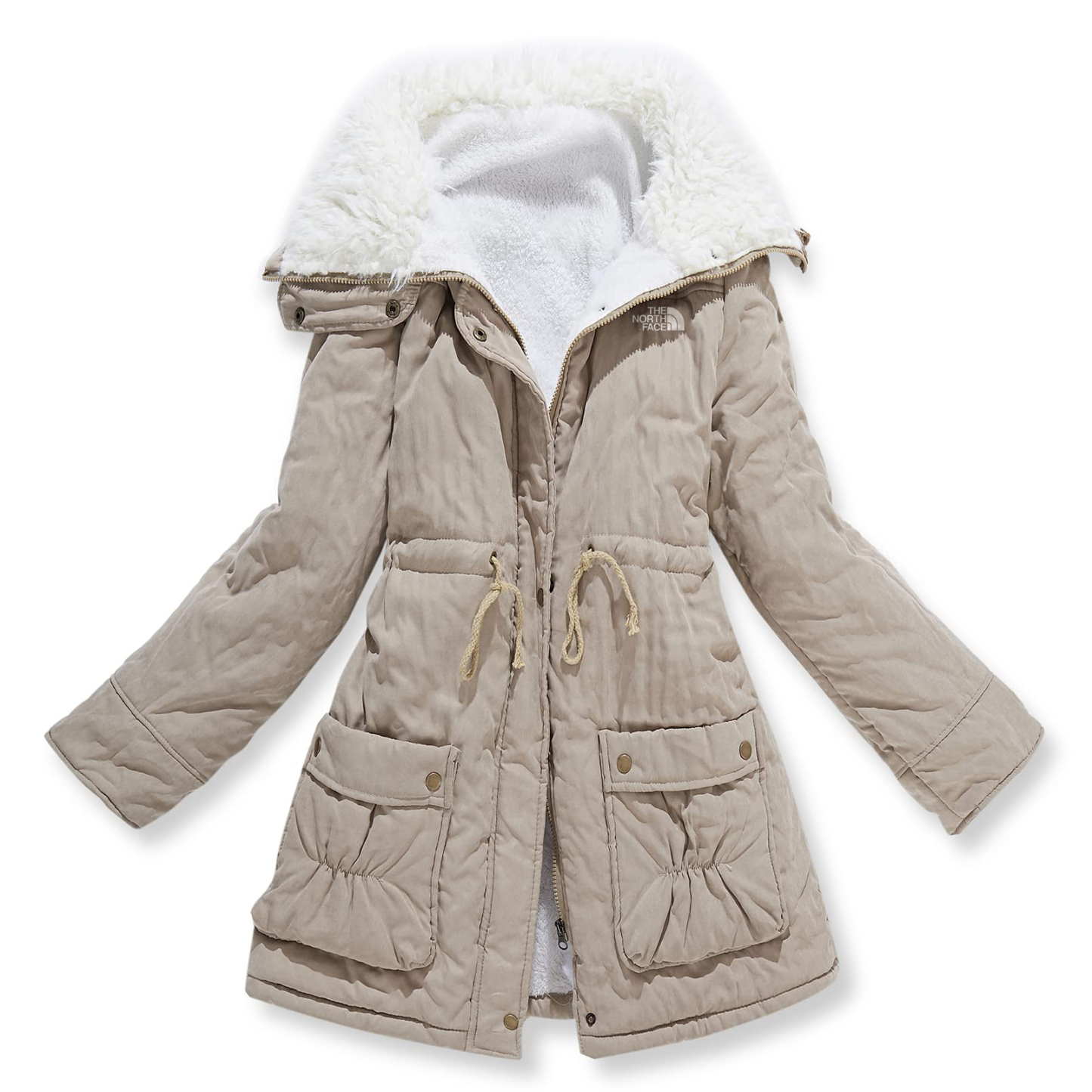 Manteau d'hiver mi-long épais et chaud doublé en fausse laine d'agneau pour femme