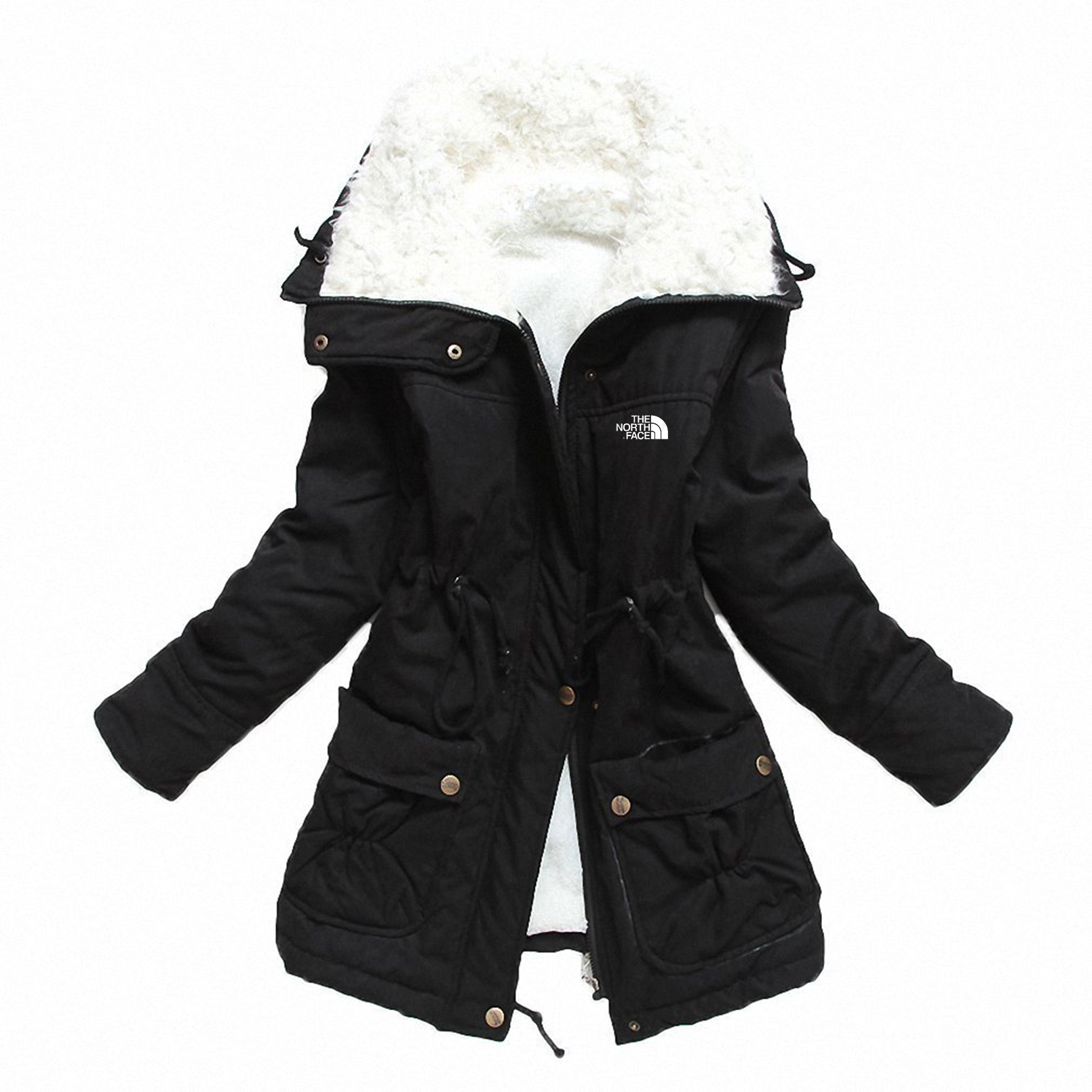 Manteau d'hiver mi-long épais et chaud doublé en fausse laine d'agneau pour femme