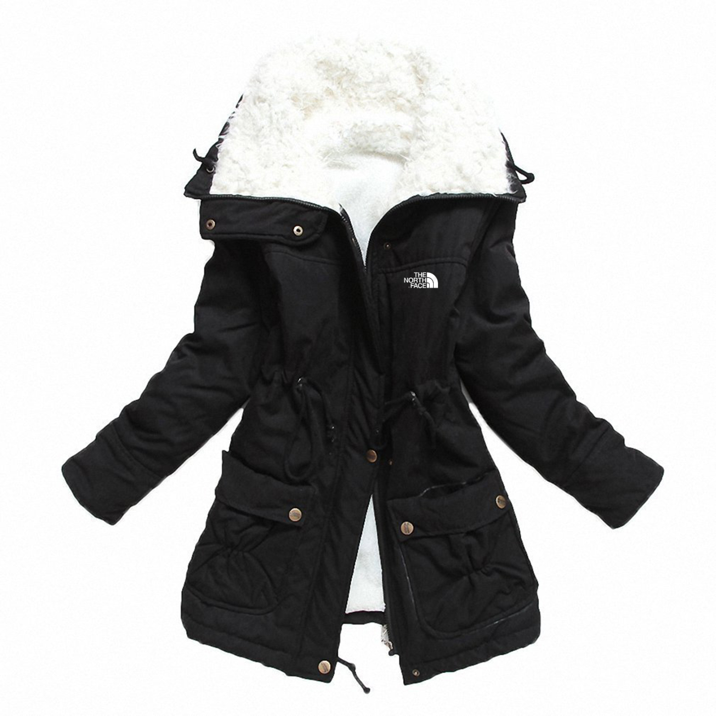 Manteau d'hiver mi-long épais et chaud doublé en fausse laine d'agneau pour femme
