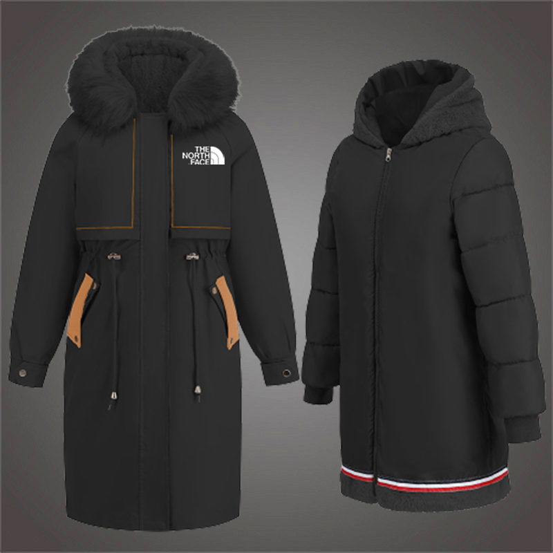 Cotton jacket winter mid-length fur collar velvet two-piece set