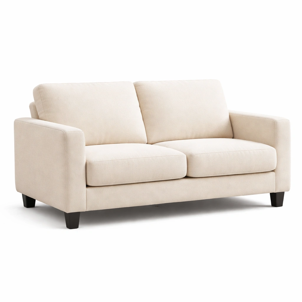 Sofá de tela poliéster beige para dos personas-LIVVEXA