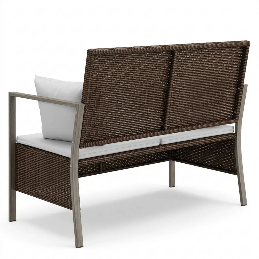 Banco de Jardín Exterior con Almacenaje y Cojines, Marrón