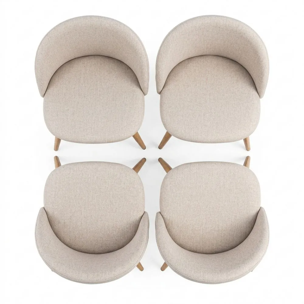 Juego de 4 sillas de comedor modernas en beige suave con patas de metal