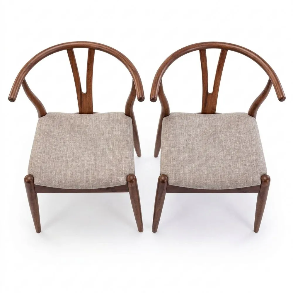 Pack de 2 sillas de madera maciza color nogal