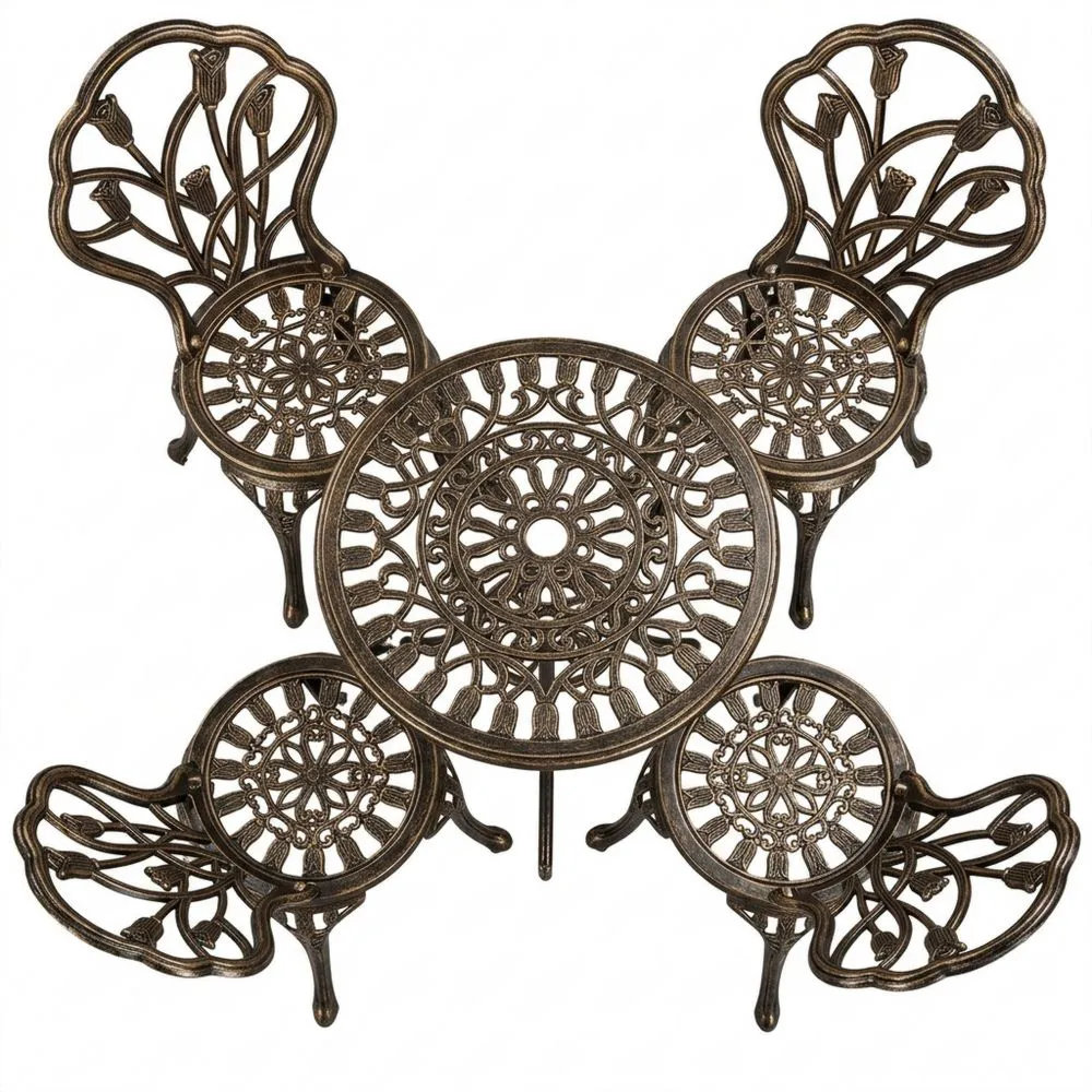 Conjunto de Muebles de Jardín con Mesa y Sillas de Aluminio para Exterior