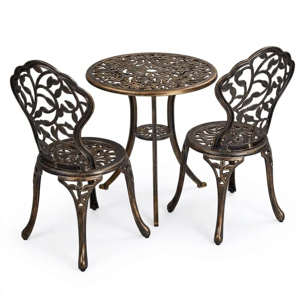 Conjunto de Mesa y 2 Sillas para Jardín de Aluminio