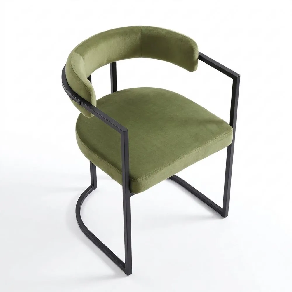 Juego de 2 sillas de comedor de piel sintética con respaldo curvado, estilo moderno para cocina u hogar, verde