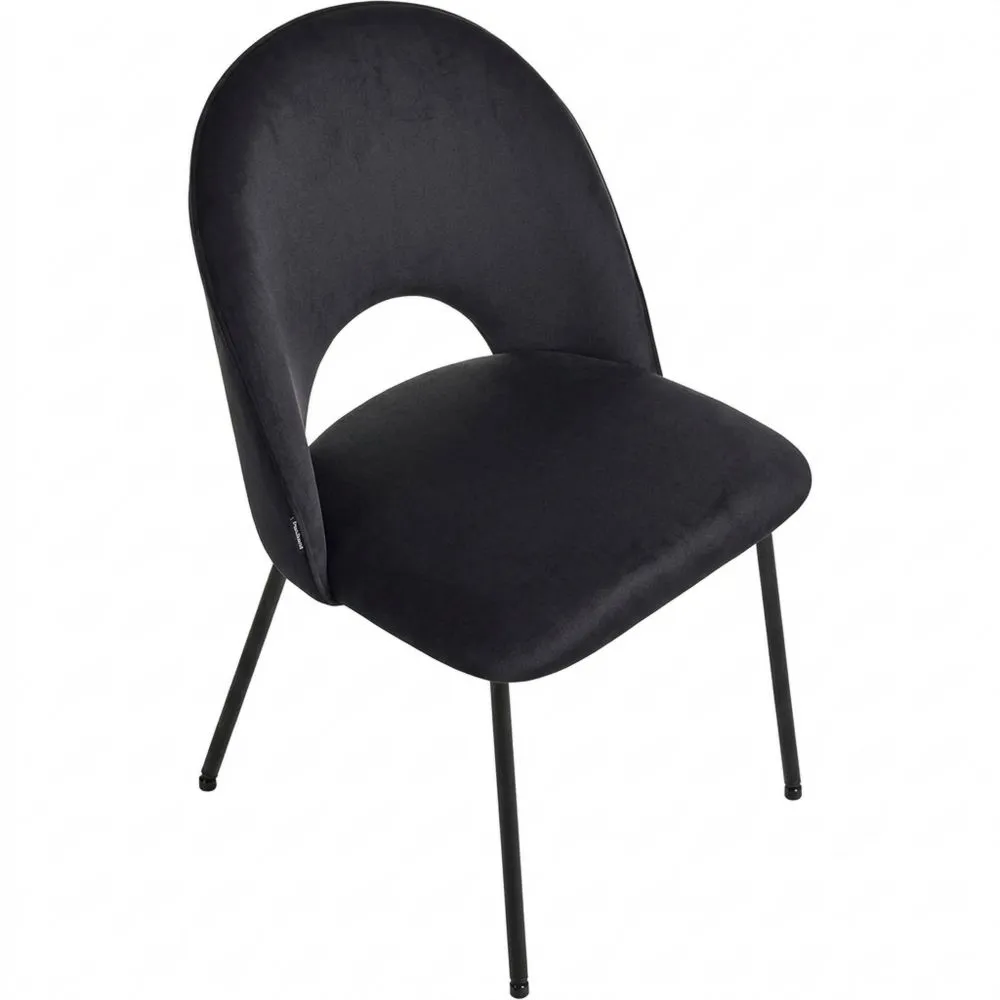 Conjunto de 2 Sillas de Comedor de Terciopelo Negro