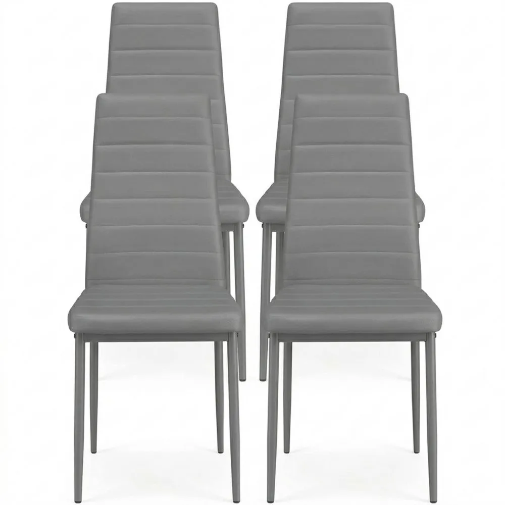 Sillas de Comedor Acolchadas de Cuero Sintético, Respaldo Alto, Patas de Acero, Montaje Fácil, Mobiliario Moderno