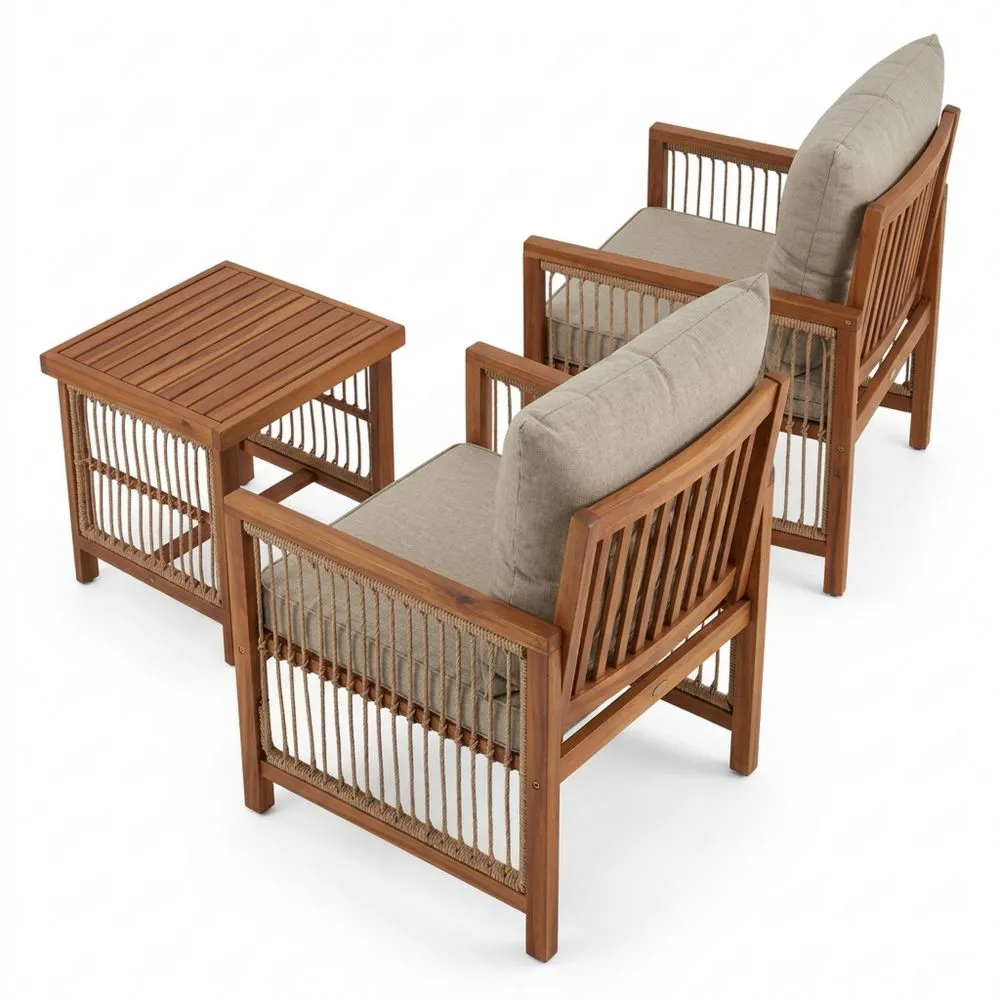 Juego de muebles de jardín de 3 piezas con cojines removibles