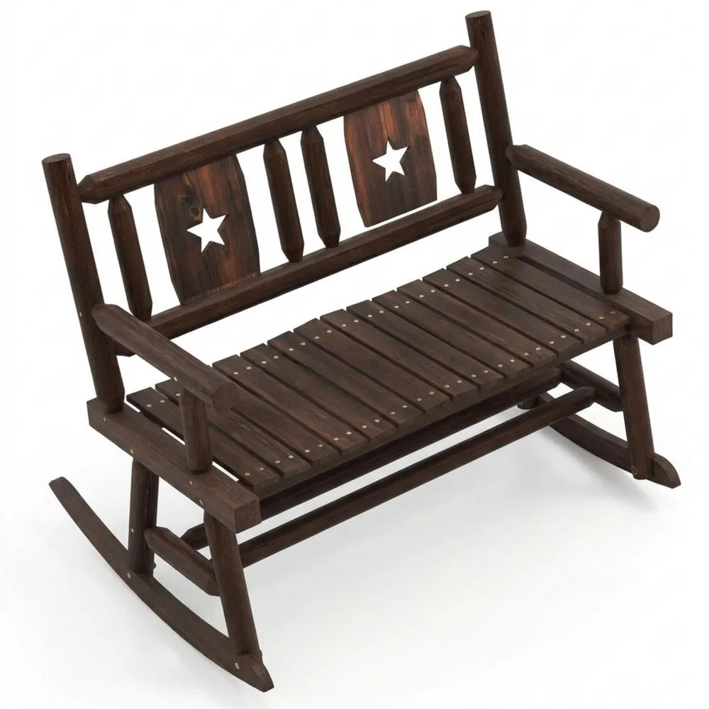 Banco mecedora para jardín exterior con respaldo y reposabrazos, capacidad 320 kg