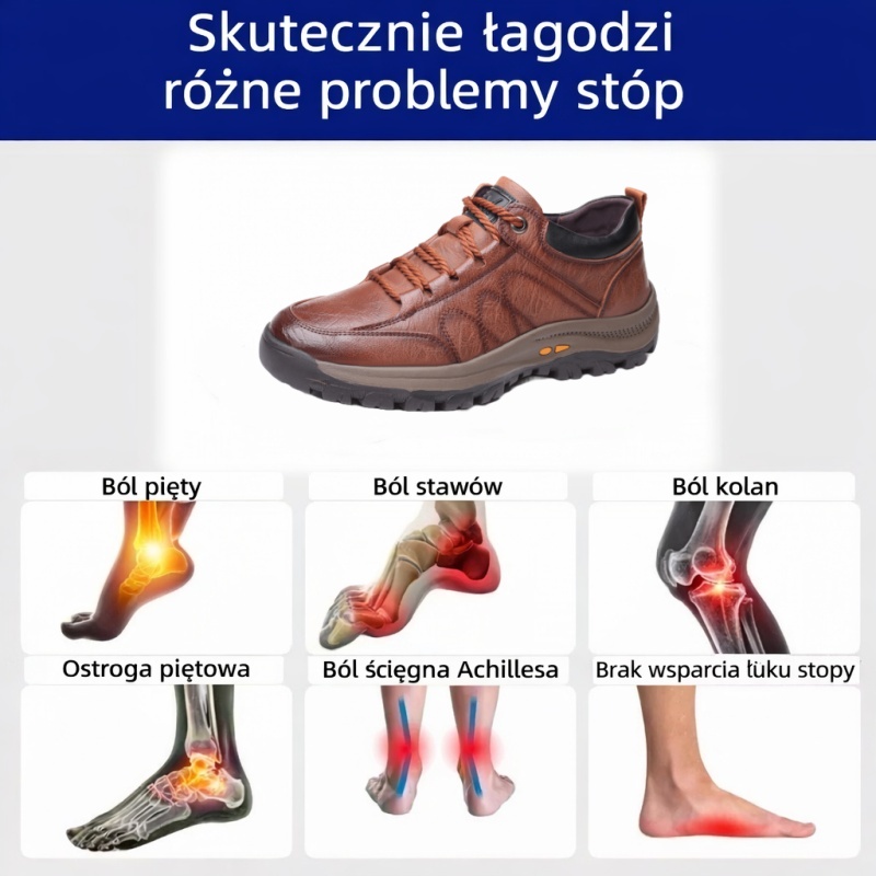 🔥 50% zniżki tylko dziś! Nie przegap! ⏰ Ergonomicznie zaprojektowane buty ortopedyczne – zapewniają naturalne wsparcie łuku stopy 👞 Skutecznie łagodzą ból stóp