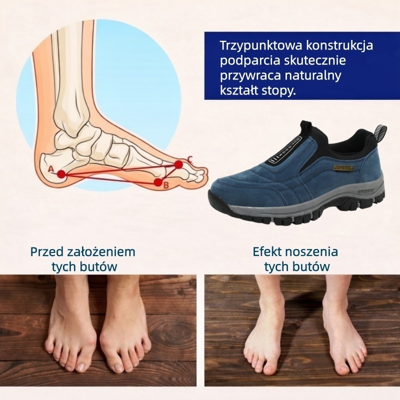 🔥 50% zniżki tylko dziś! Nie przegap! ⏰ Ergonomicznie zaprojektowane buty ortopedyczne – zapewniają naturalne wsparcie łuku stopy 👞 Skutecznie łagodzą ból stóp