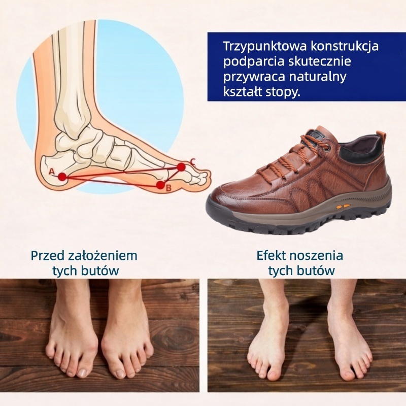 🔥 50% zniżki tylko dziś! Nie przegap! ⏰ Ergonomicznie zaprojektowane buty ortopedyczne – zapewniają naturalne wsparcie łuku stopy 👞 Skutecznie łagodzą ból stóp