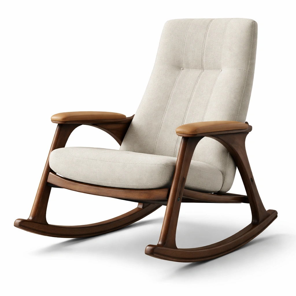 Schaukelstuhl holz textil beige-ROOMFINO