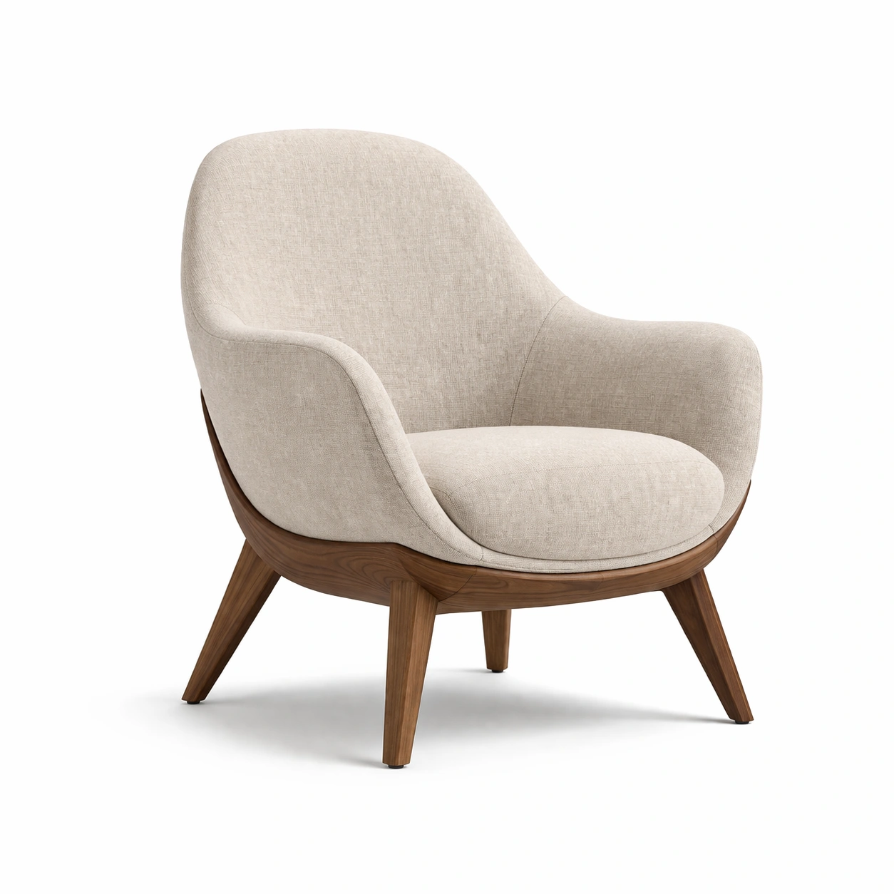 Sessel leinen walnussholz beige 80x80x90 cm-ROOMFINO