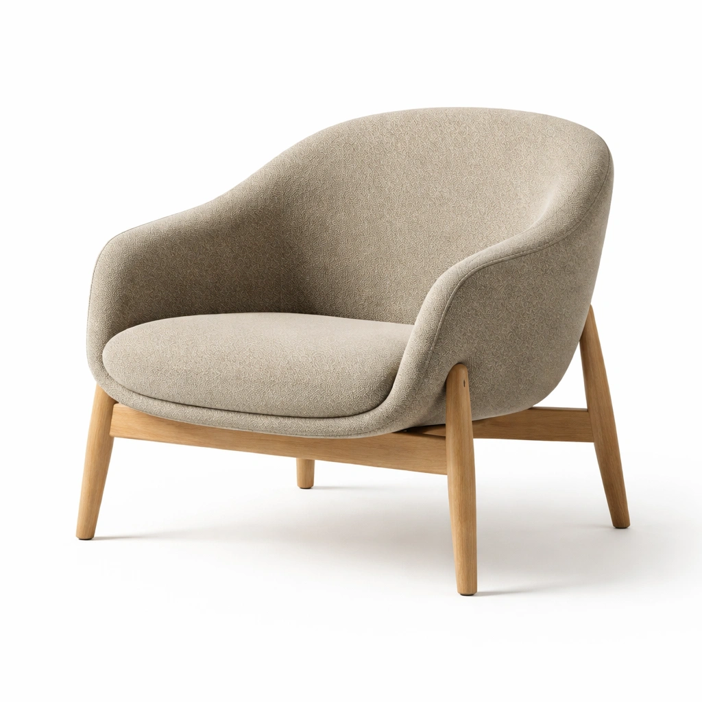 Sessel polyesterstoff eichenholz beige-ROOMFINO