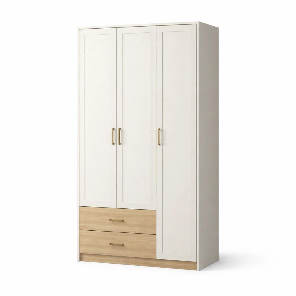 Kleiderschrank holz weiß e1 spanplatte 150cm x 200cm x 60cm-LIVCINO