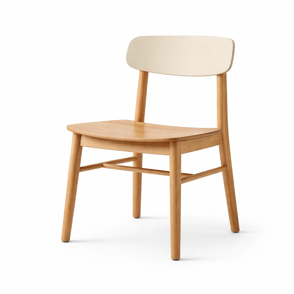Esszimmerstuhl aus eichenholz mit polypropylen rückenlehne beige-LIVCINO