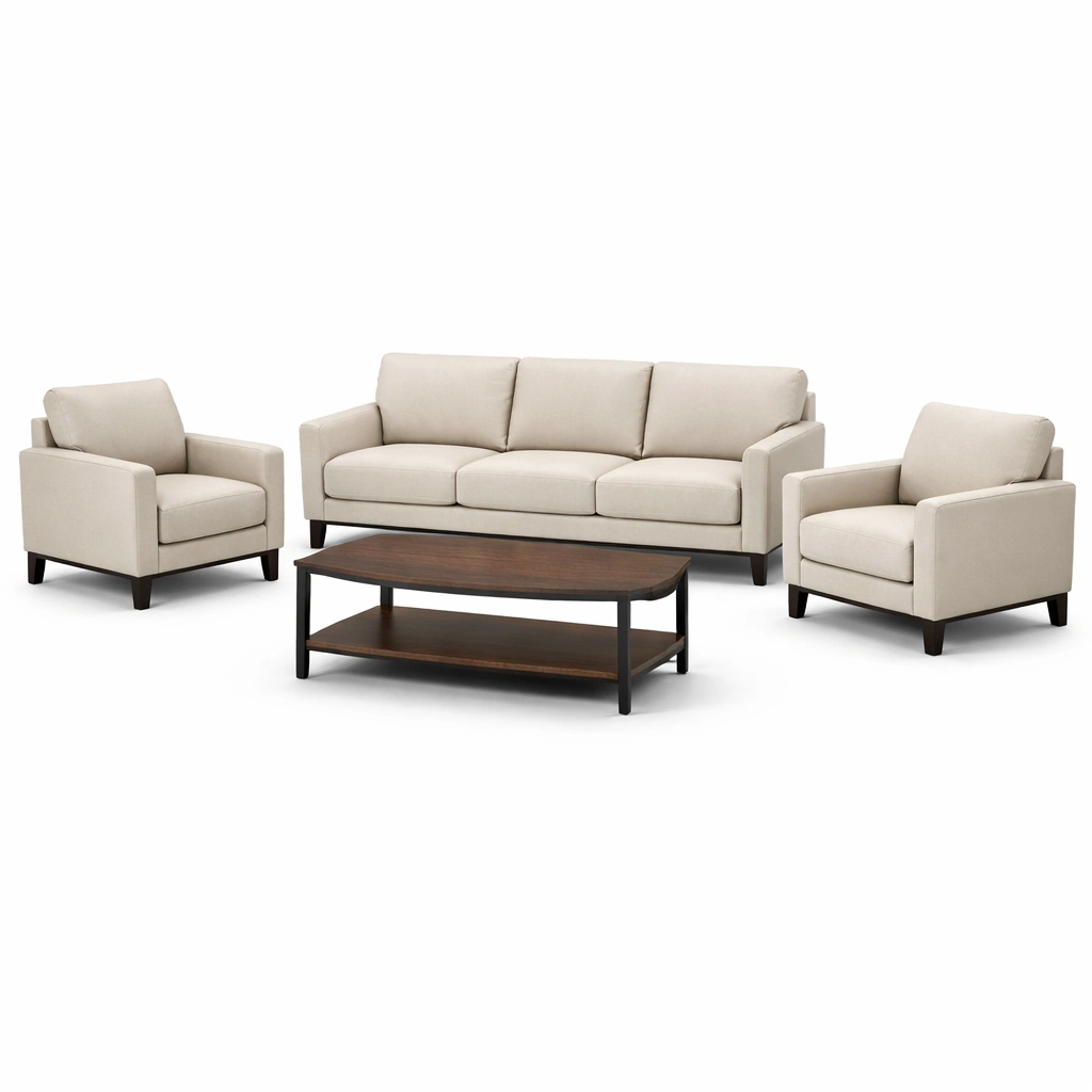 Sofaset stoff beige holz-LIVCINO