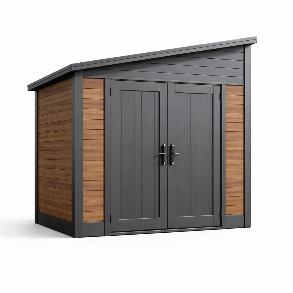 Gartenhaus aus metall und holz mit flachdach 200x150x180 cm-HOMSENO