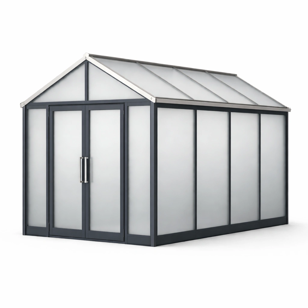 Gewächshaus aluminium polycarbonat grau weiß 300x400x250 cm-HOMSENO