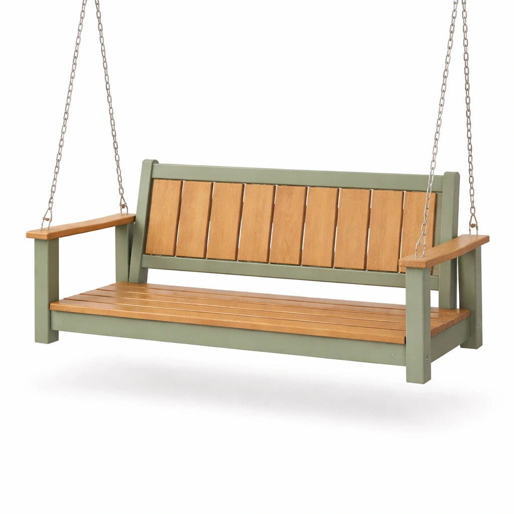 Verandenschaukel massivholz kunststoff grün natur-HOMSENO