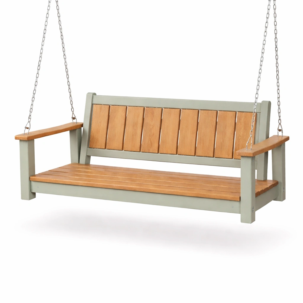 Verandenschaukel holz metall außenbereich-HOMSENO