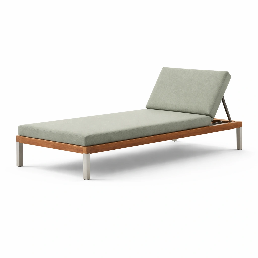 Liegestuhl teakholz edelstahl grau verstellbar-HOMSENO